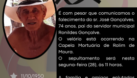 Nota de falecimento, senhor José Gonçalves