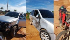 Acidente envolve três veículos na BR 429 em São Miguel do Guaporé,...