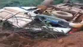 Ambulância de Bom Futuro perde controle e capota na zona rural de Ariquemes, RO