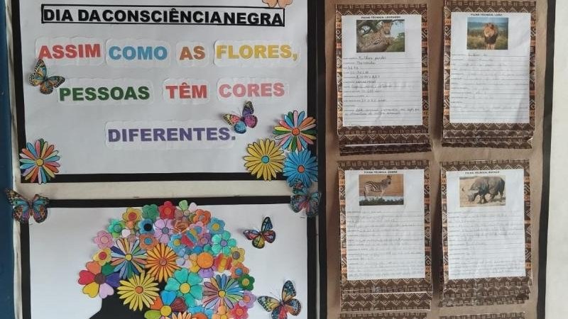 Foto 4 da matéria: Escola Valdecir Sgarbi Filho realiza Exposição do projeto “O Despertar da Consciência: Conhecendo a História e a Cultura Afro-brasileira