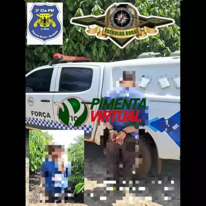 Homem acusado de estupro de vulnerável é preso pela Patrulha Rural da PM em Pimenta Bueno