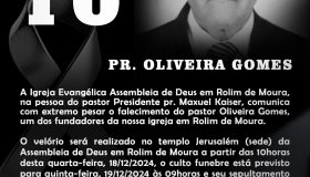 Nota de Pesar do prefeito Aldo Júlio pela morte do pastor Oliveira Gomes