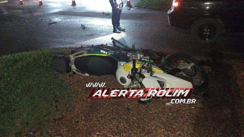 Policial Militar é atingido por carro que avançou a preferencial na noite desta sexta, em Rolim de Moura