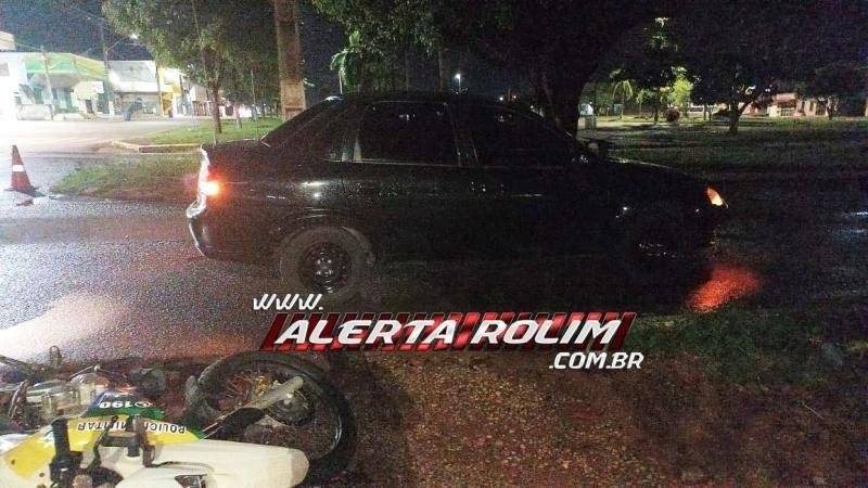 Foto 2 da matéria: Policial Militar é atingido por carro que avançou a preferencial na noite desta sexta, em Rolim de Moura