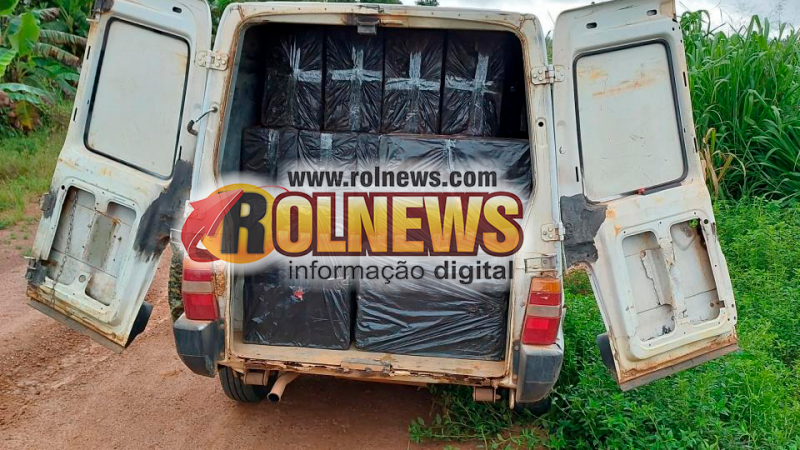 Foto 1 da matéria: Dois homens são presos por contrabando, após serem flagrados com 30.000 maços de cigarros da Bolívia, em São Miguel do Guaporé