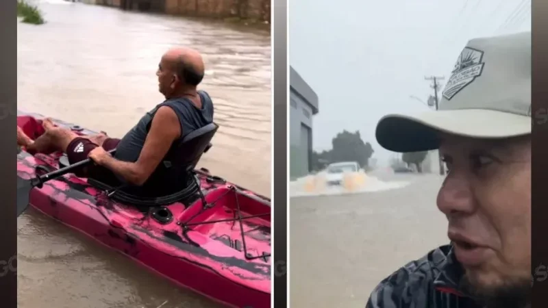 VÍDEO: De caiaque nas ruas: moradores de Porto Velho "navegam" por avenidas alagadas em aventura que viraliza