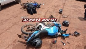 Colisão entre moto taxi e delivery foi registrada nesta tarde em Rolim de Moura