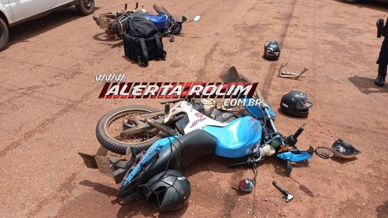 Colisão entre moto taxi e delivery foi registrada nesta tarde em Rolim de Moura