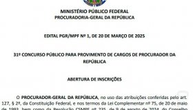 MPF abre inscrições para concurso de Procurador da República com vagas para...