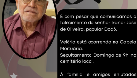 Nota de falecimento do senhor Ivanor José de Oliveira, popular Dodô