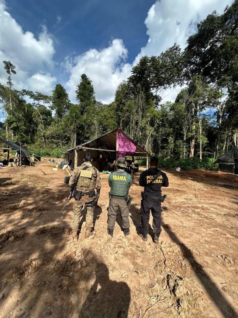 PF e IBAMA combatem o garimpo ilegal em terras indígenas na divisa entre Rondônia e Mato Grosso