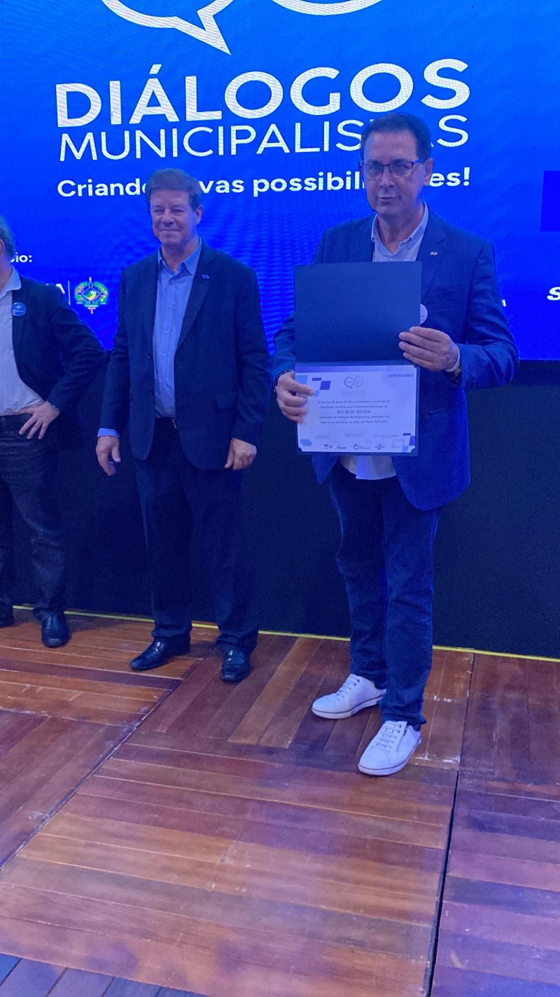 Rolim de Moura participa evento Diálogos Municipalistas e município recebe prêmio do Sebrae como Prefeitura Empreendedora