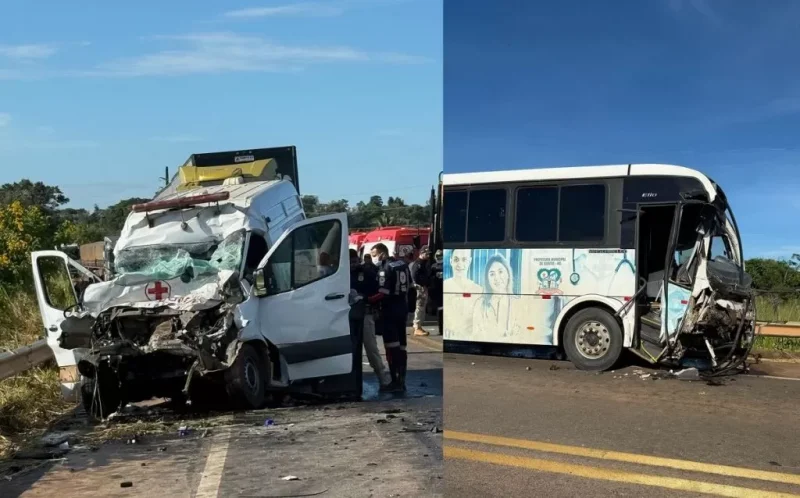 Grave acidente entre ambulância e ônibus na BR-364 deixa mortos e feridos, próximo a Itapuã do Oeste