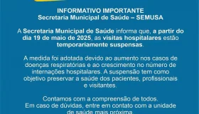 Visitas hospitalares estarão suspensas em Rolim de Moura a partir de...