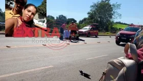 Grave acidente entre moto e picape deixa mulher morta e homem em estado grave...