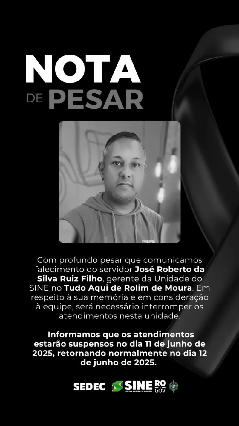 Morre em São Paulo o gerente do Sine de Rolim de Moura