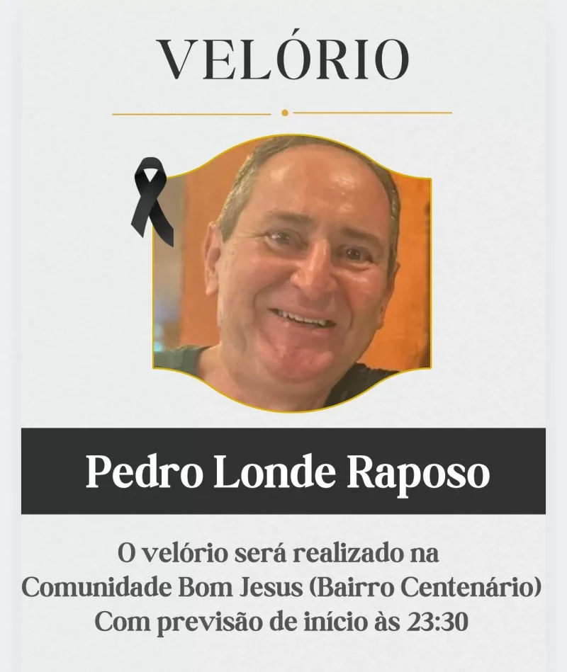 Nota de Pesar do Prefeito Aldo Júlio pela morte de Pedro Londe Raposo