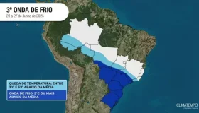 Terceira onda de frio deve avançar pelo Brasil na próxima semana