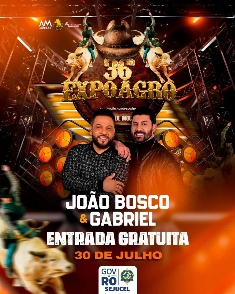 36ª Expoagro começa hoje em Rolim de Moura com rodeio e show gratuito de João Bosco & Gabriel