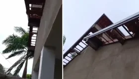 Casa tem beral destruído por ventos em Alvorada do Oeste
