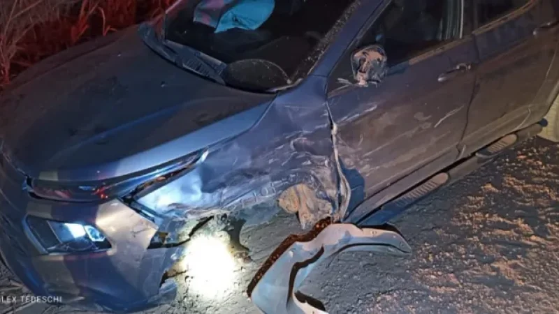 Foto 3 da matéria: Colisão entre duas caminhonetes deixa veículo destruído na Linha P-14, em Parecis