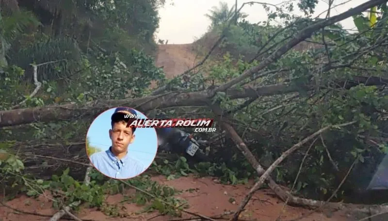 Jovem de 18 anos morre ao colidir motocicleta em árvore caída após temporal em Rolim de Moura