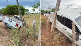 Vereador Thiago Hulk sofre acidente de carro na linha 176 em Rolim de Moura