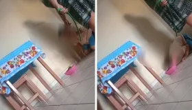 Vídeo mostra criança sendo forçada por avós a ajoelhar e comer igual...