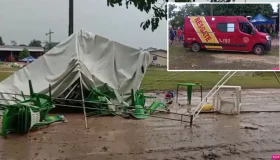 VÍDEOS: vendaval e chuva forte derrubam barracas em torneio e deixam feridos...