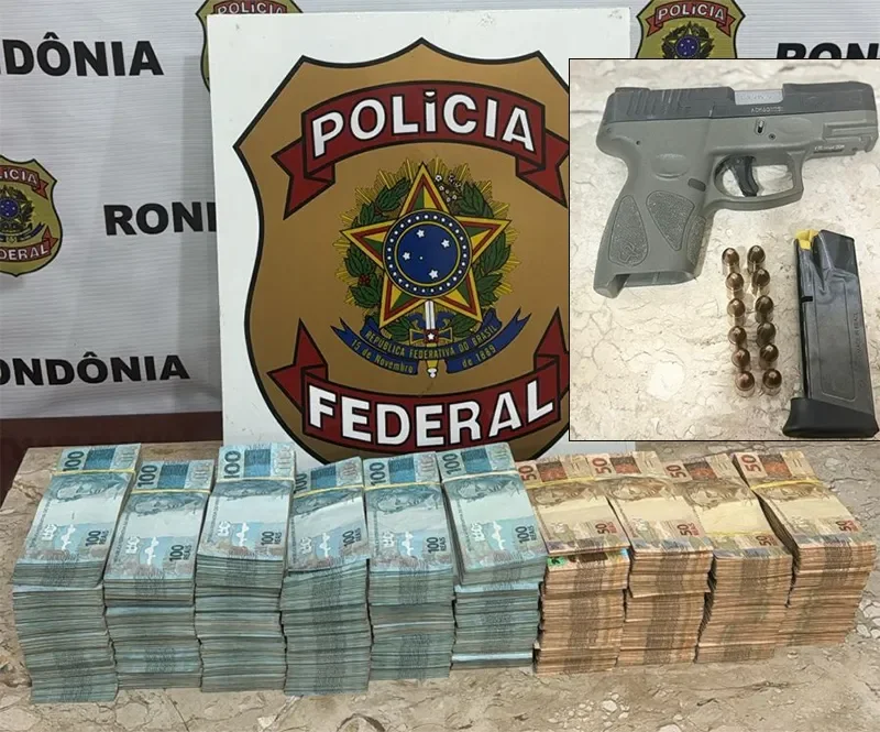 Polícia Federal apreende R$ 600 mil e prende homem por porte ilegal de arma em Guajará-Mirim