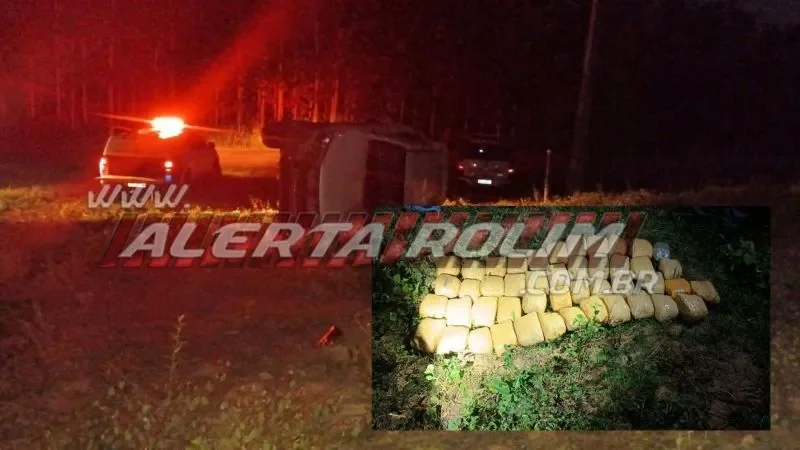 Morador de Rolim de Moura é preso com mais de 20 quilos de drogas após capotar caminhonete na RO-010