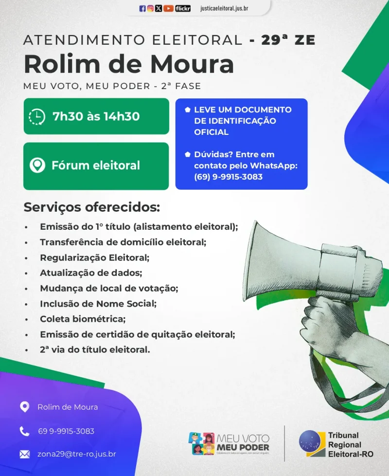 Rolim de Moura tem 8.511 títulos de eleitor cancelados; Justiça Eleitoral realiza força-tarefa para regularização