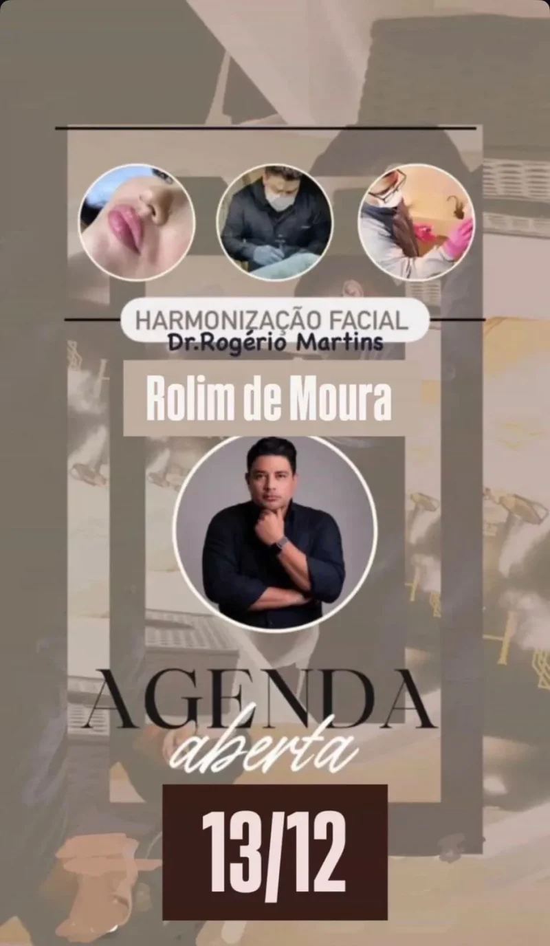 Rogério Martins, referência em Harmonização Facial, atenderá em Rolim de Moura no dia 13