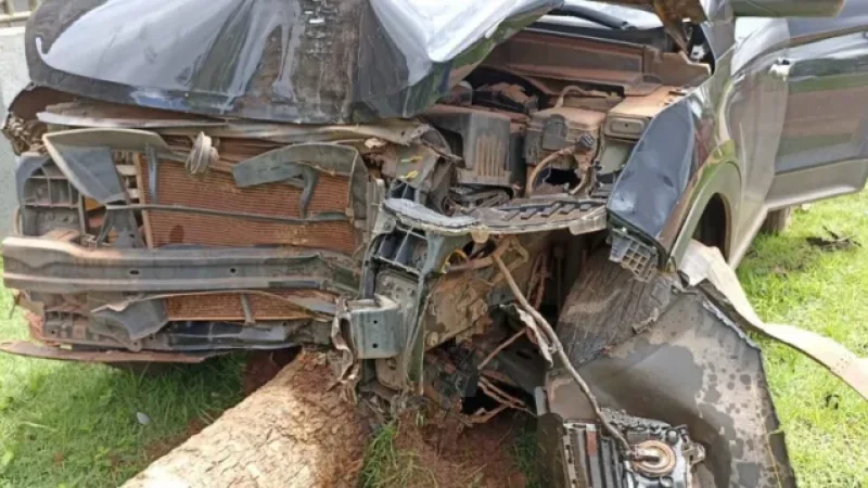 Foto 3 da matéria: Grave acidente no centro: carro atinge motociclista e derruba coqueiro, em Rolim de Moura