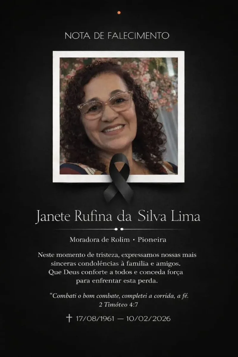 Nota de falecimento Janete Rufina da Silva Lima