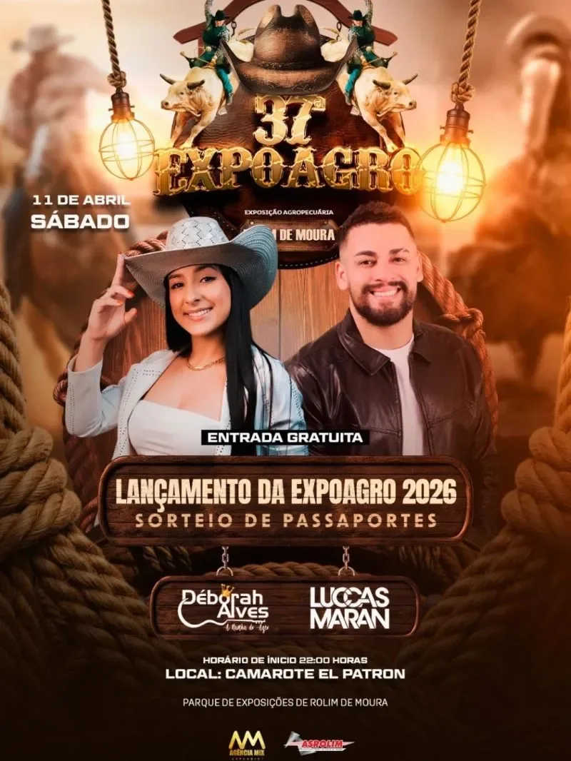 ENTRADA GRATUITA! Lançamento da Expoagro 2026 terá show ao vivo e venda de passaportes em Rolim de Moura