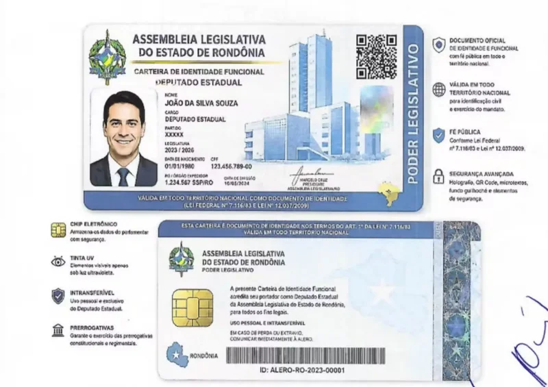 Deputados de Rondônia terão carteira de identidade parlamentar com QR Code e chip eletrônico