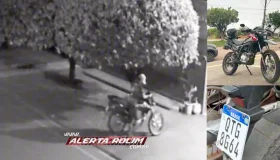 Ladrão furta motocicleta em frente de residência no Centro de Rolim de Moura;...