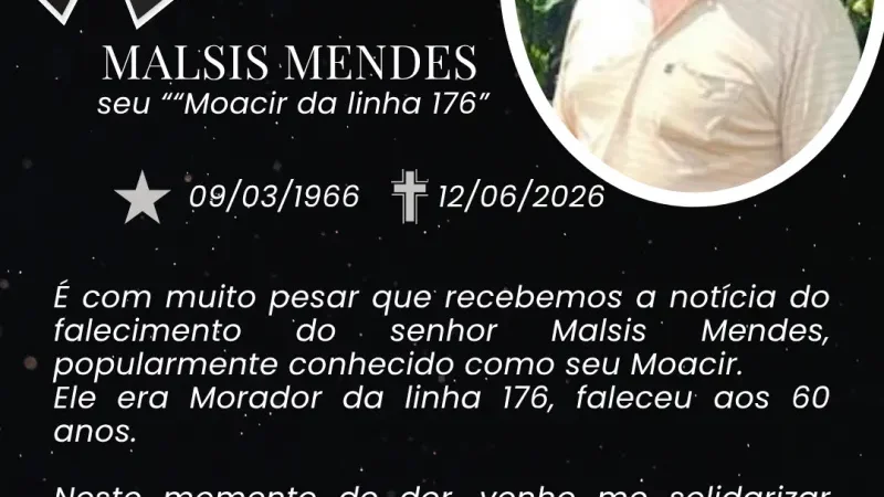 Foto 1 da matéria: Nota de Pesar- Vereadora Janete Lins lamenta o falecimento do senhor MALSIS MENDES, seu “Moacir da linha 176"