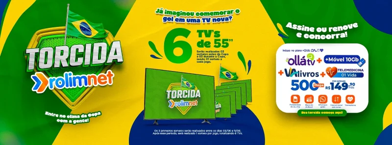 Sorteios da promoção Torcida Rolim Net começam nesta semana com TVs de 55 polegadas
