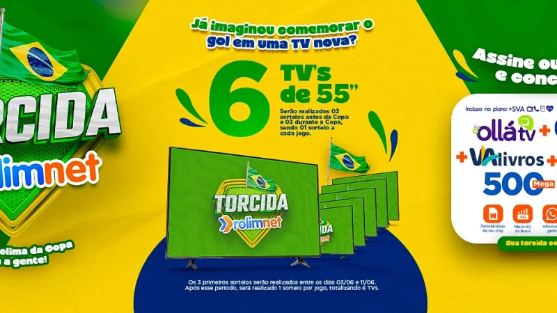 Sorteios da promoção Torcida Rolim Net começam nesta semana com TVs de 55...