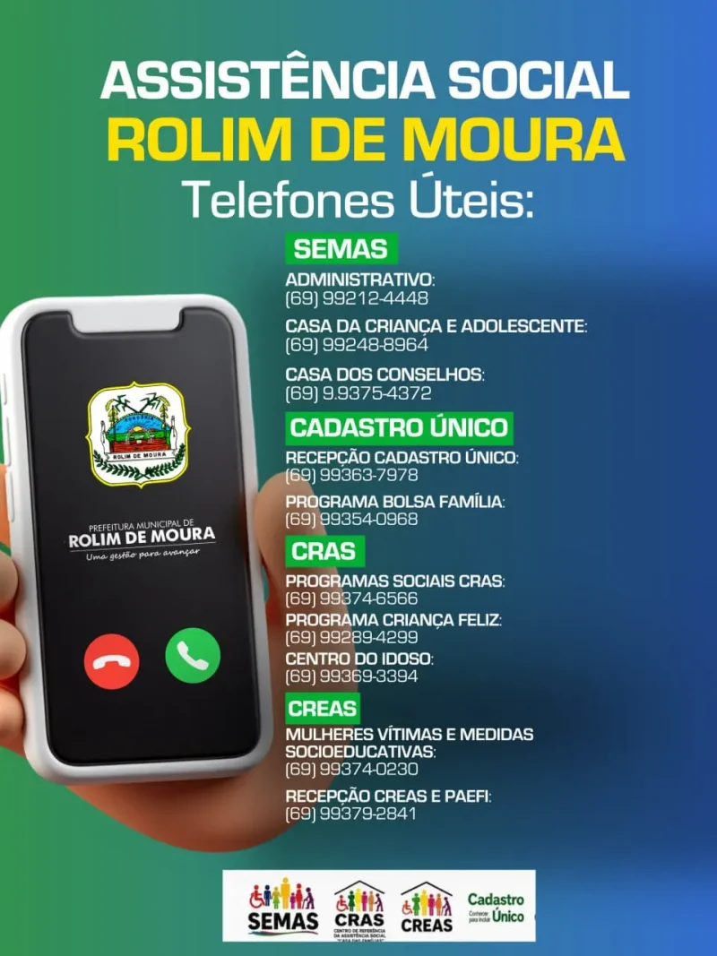 Assistência Social de Rolim de Moura divulga telefones atualizados para facilitar o atendimento à população