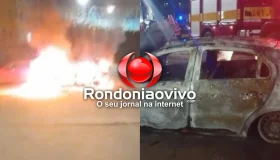 Criminosos incendeiam carro no condomínio Orgulho do Madeira, em Porto Velho