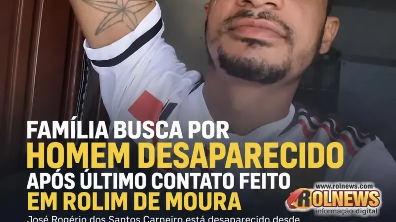 Foto 1 da matéria: Família busca por homem desaparecido após último contato feito em Rolim de Moura