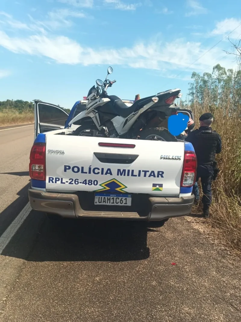 Moto furtada em Migrantinópolis é recuperada pela PM em São Domingos do Guaporé