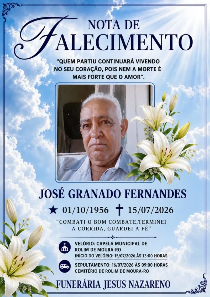 Nota de falecimento de José Granado Fernandes