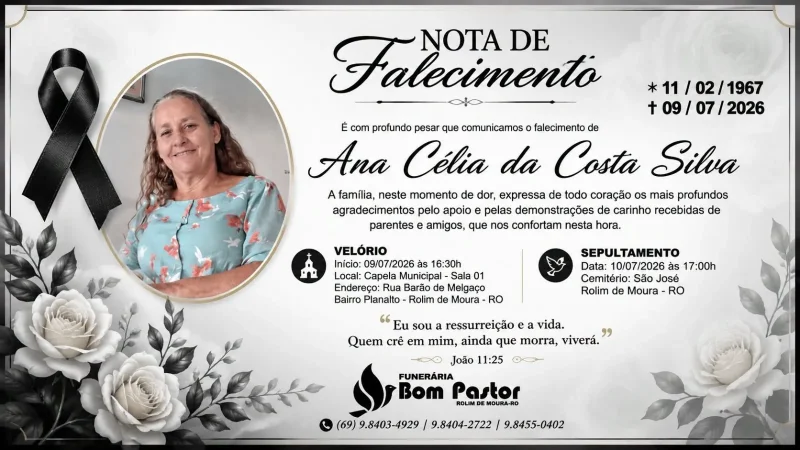 Nota de pesar pelo falecimento de Ana Célia da Costa Silva