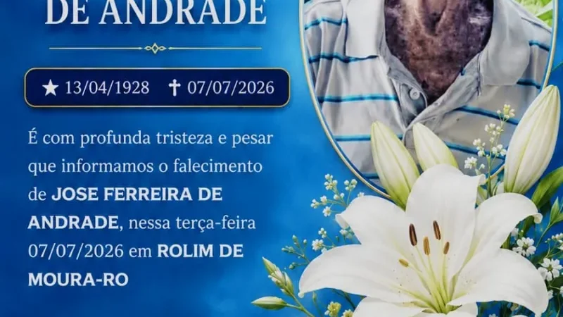 Foto 1 da matéria: Nota de Pesar pelo falecimento do senhor José Ferreira de Andrade