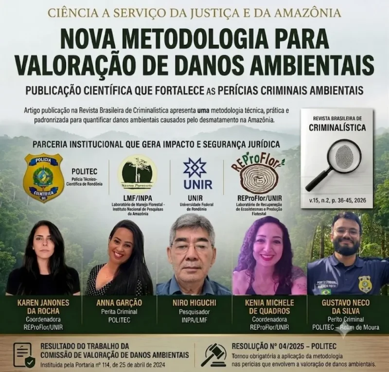Perito da POLITEC de Rolim de Moura lidera publicação científica que originou metodologia oficial para valoração de danos ambientais
