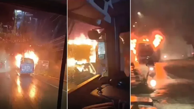 Foto Arquivo - Ônibus incendiado e linhas municipais suspensas em Porto Velho (RO)